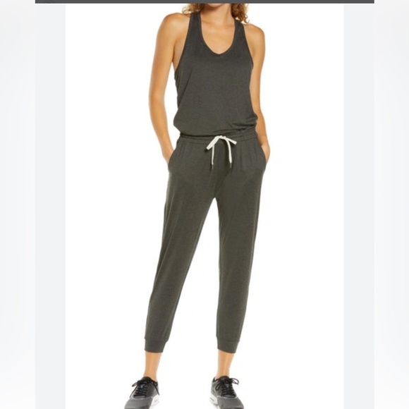 Vuori Pants - Vuori Lux Racerback Charcoal Gray Sleeveless Jumpsuit. Small